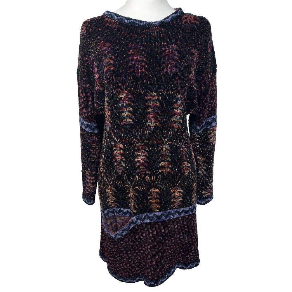 Vtg Robin Originals Sweater Dress Sz M/L 1994 Hand Loomed Artsy Boho Lagenlook